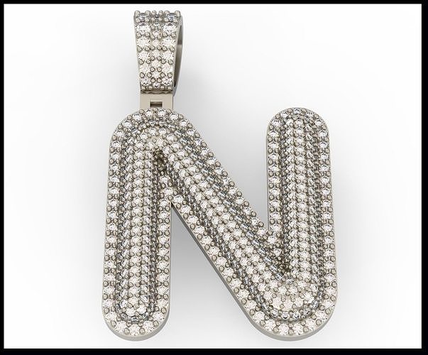 N BUBLLE FONT PENDANT 3D print model