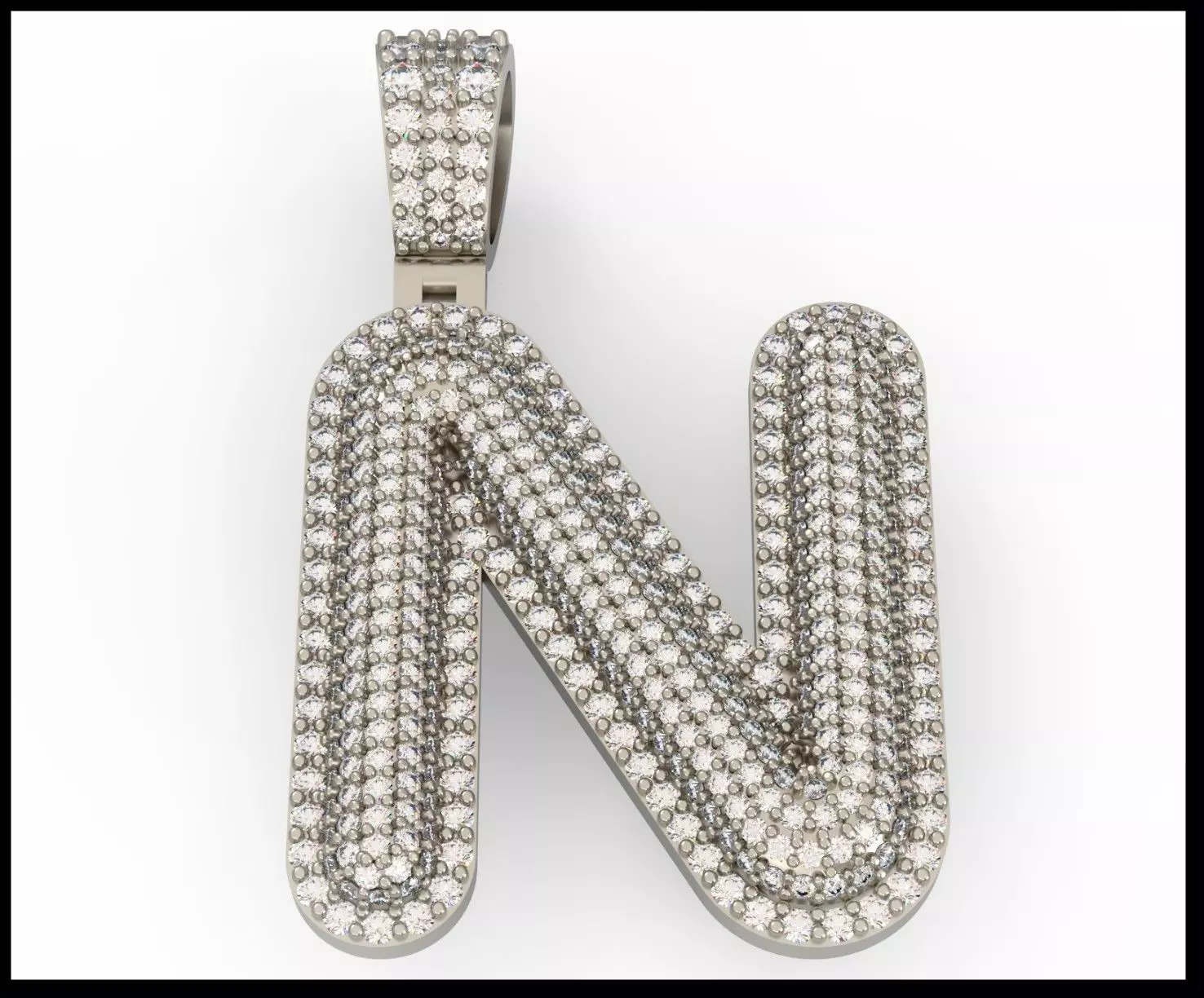 N BUBLLE FONT PENDANT 3D print model_0