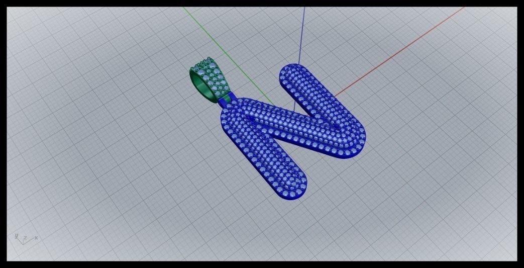 N BUBLLE FONT PENDANT 3D print model_1