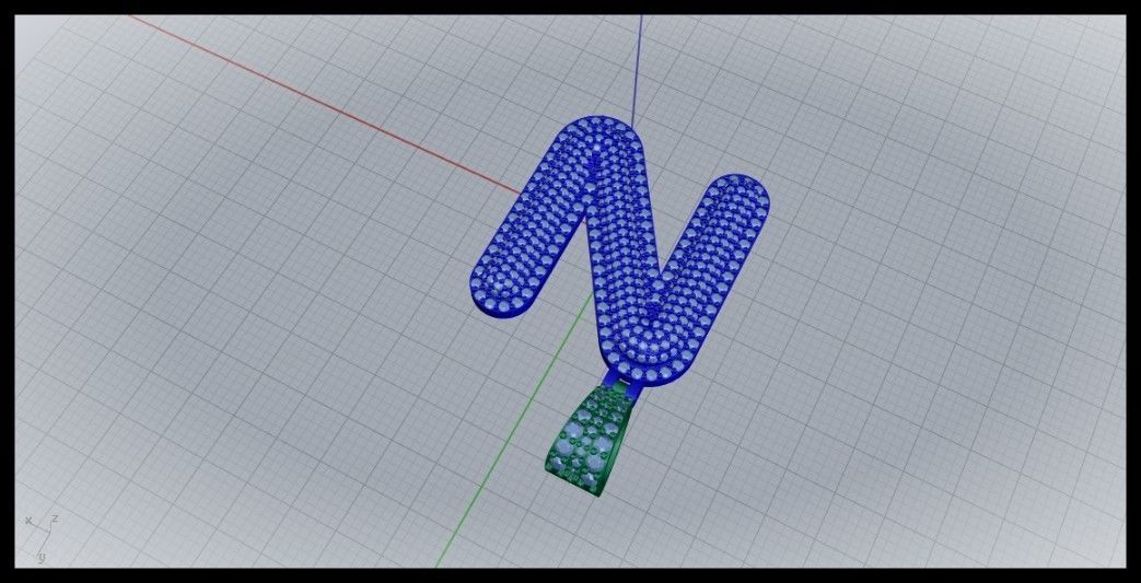 N BUBLLE FONT PENDANT 3D print model_3