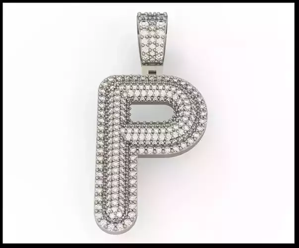P BUBLLE FONT PENDANT 3D print model