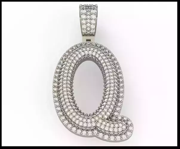 Q BUBLLE FONT PENDANT 3D print model