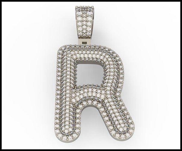 R BUBLLE FONT PENDANT 3D print model