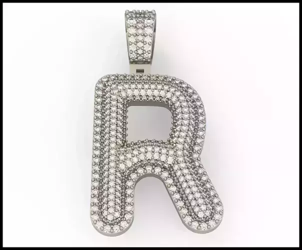 R BUBLLE FONT PENDANT 3D print model