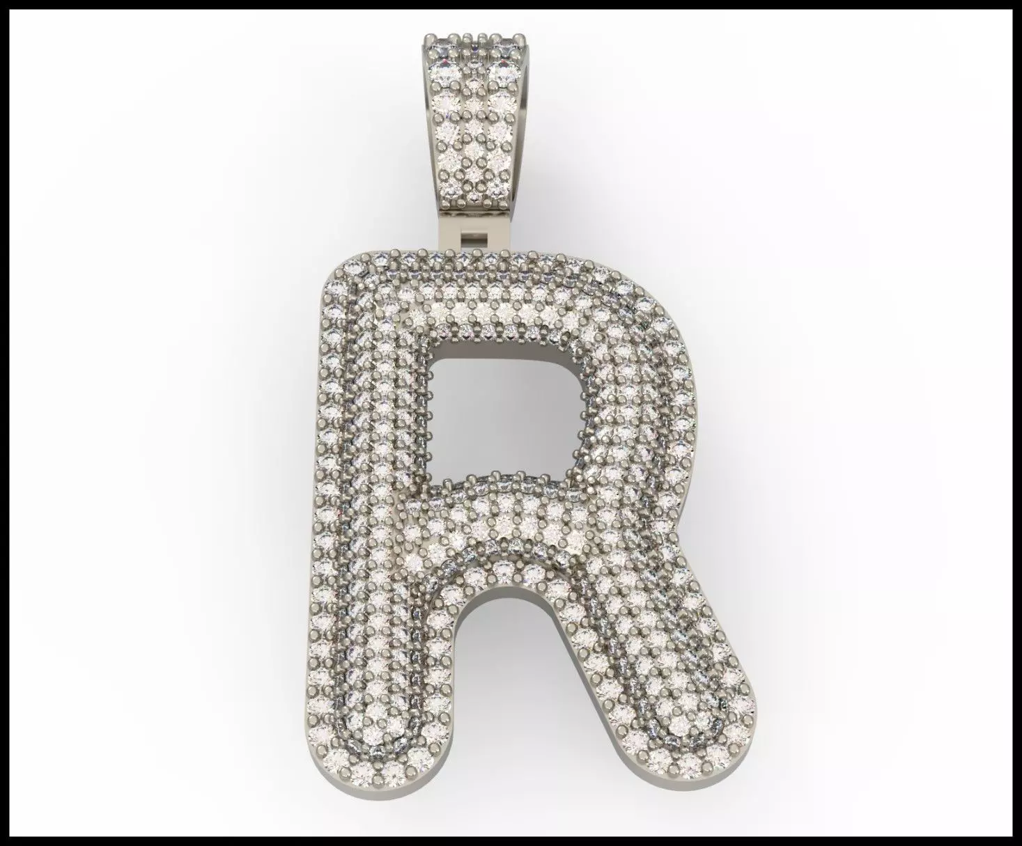 R BUBLLE FONT PENDANT 3D print model_0