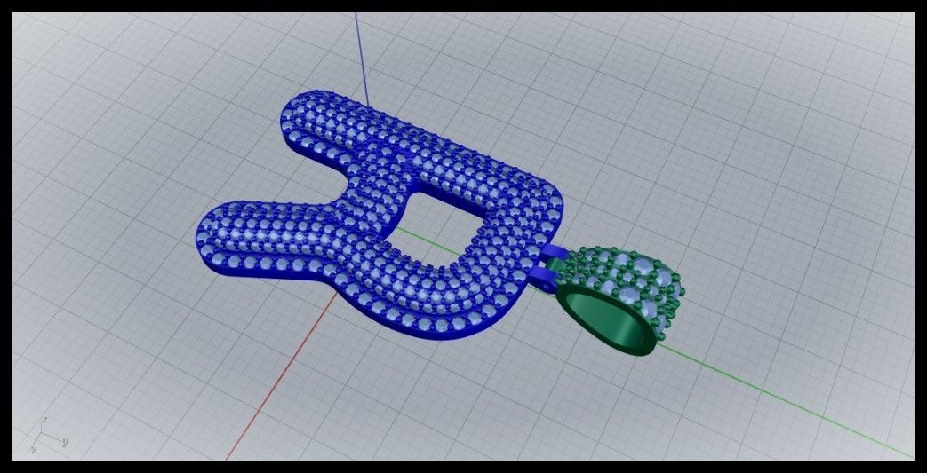 R BUBLLE FONT PENDANT 3D print model_6