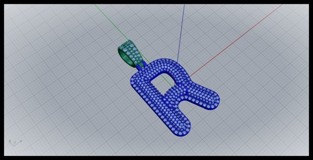 R BUBLLE FONT PENDANT 3D print model_1