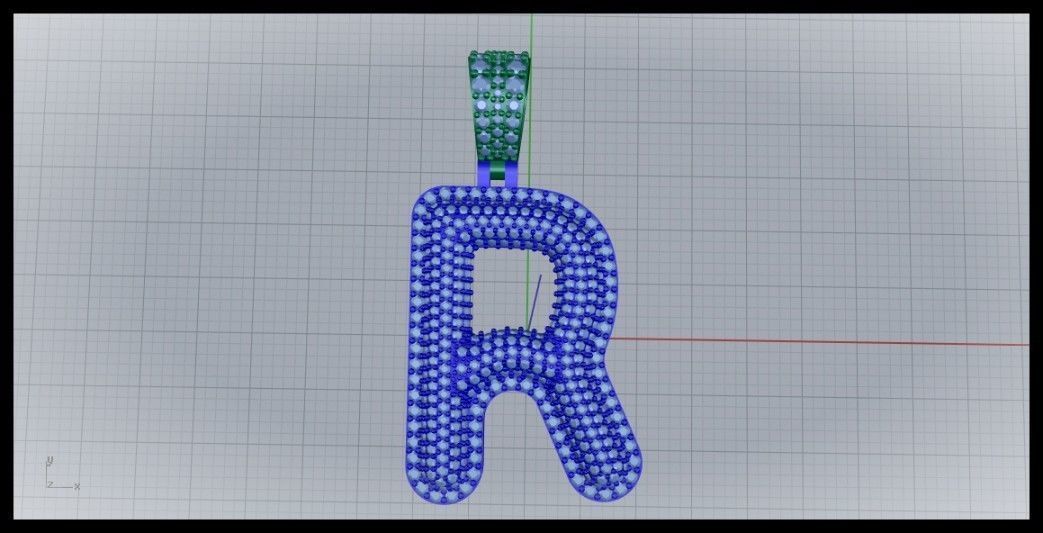 R BUBLLE FONT PENDANT 3D print model_7