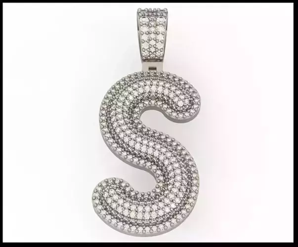 S BUBLLE FONT PENDANT 3D print model