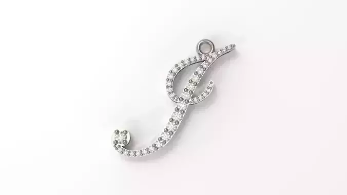 J Pendant initial with diamonds