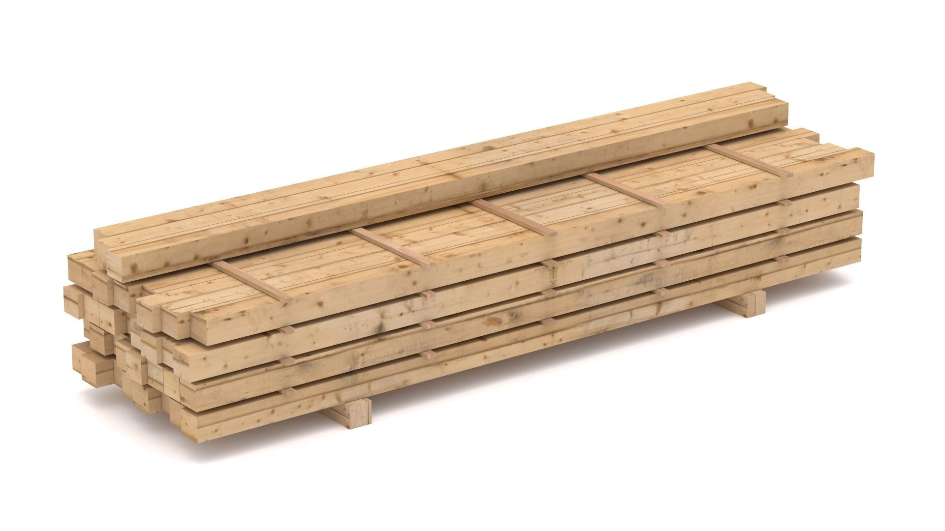 Wooden Beams 01 Low-poly 3D model_1
