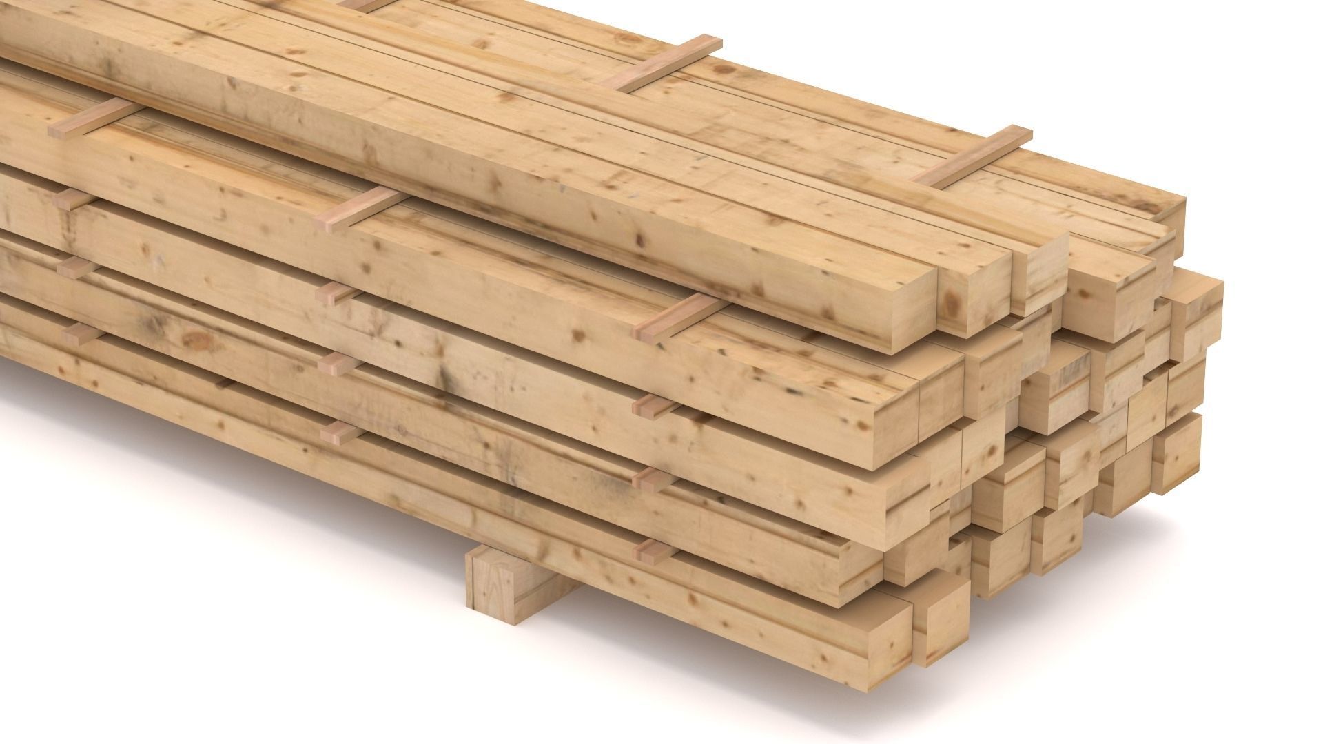 Wooden Beams 01 Low-poly 3D model_4