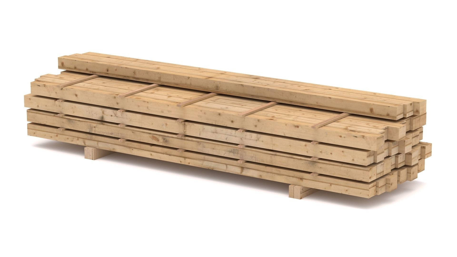 Wooden Beams 01 Low-poly 3D model_2