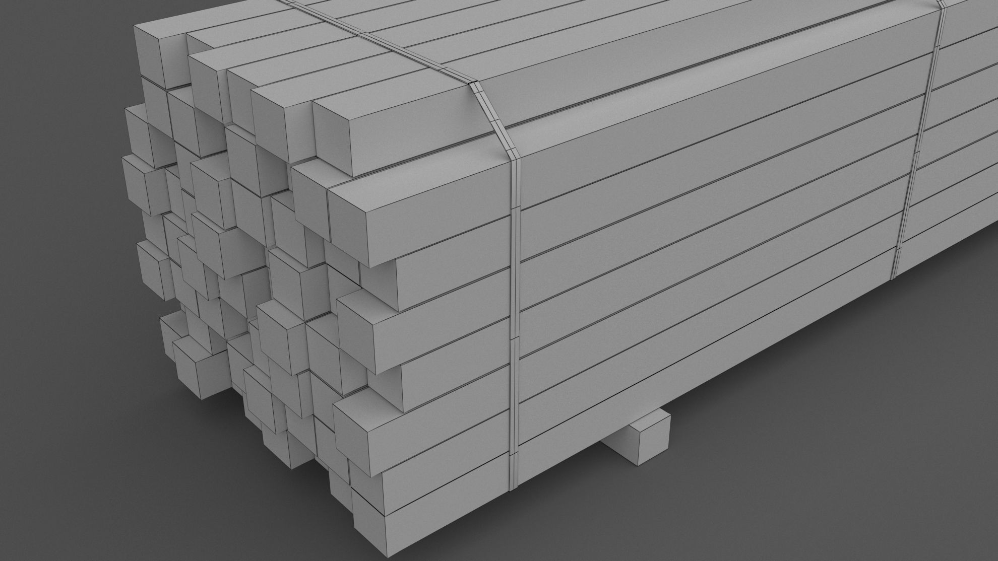 Wooden Beams 02 Low-poly 3D model_8
