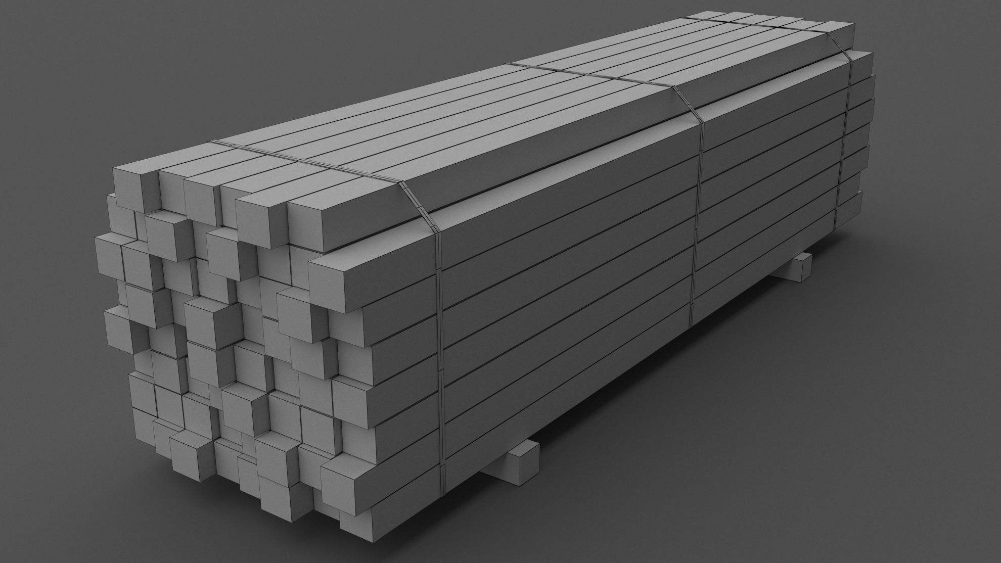 Wooden Beams 02 Low-poly 3D model_9