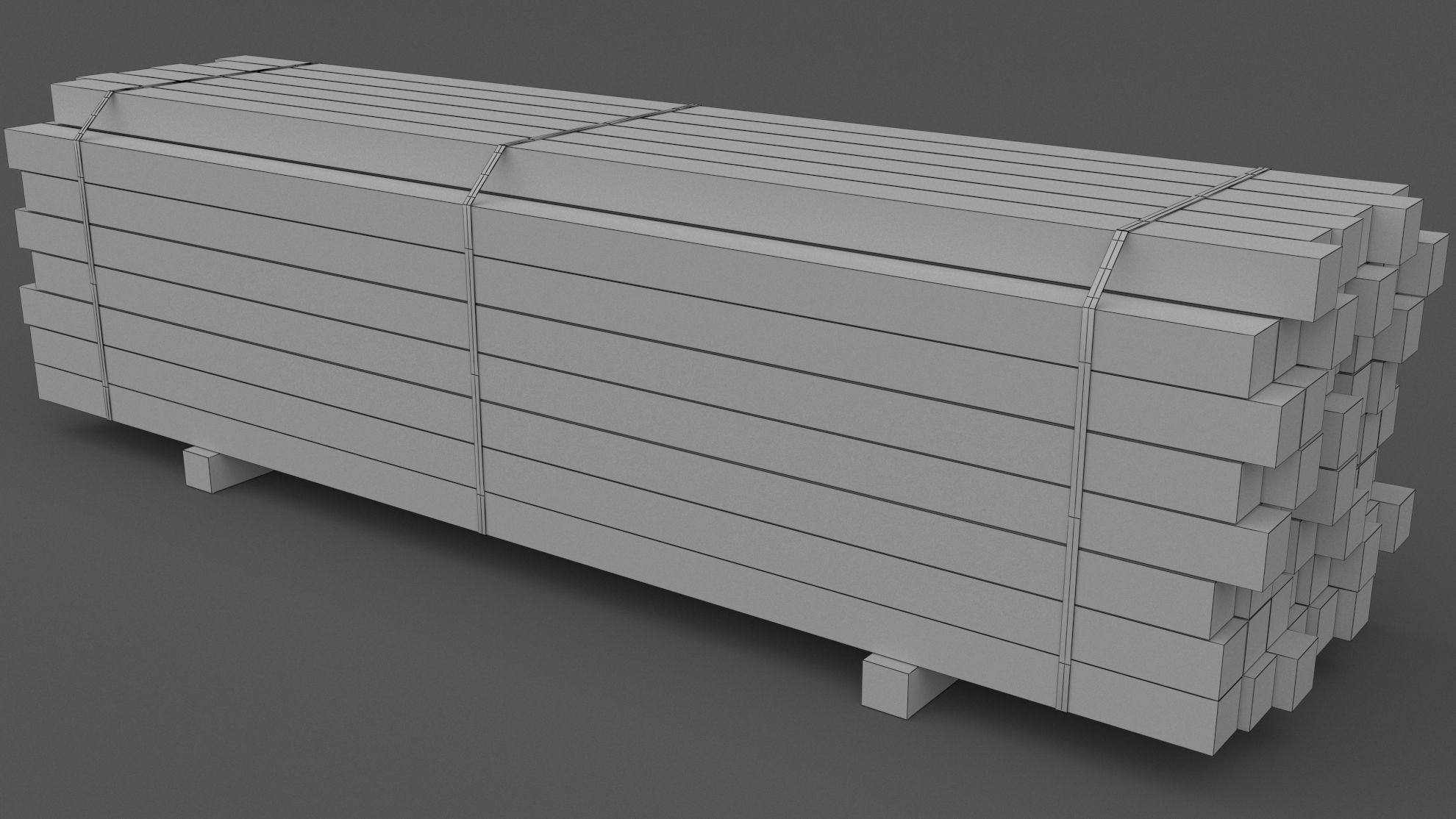 Wooden Beams 02 Low-poly 3D model_7