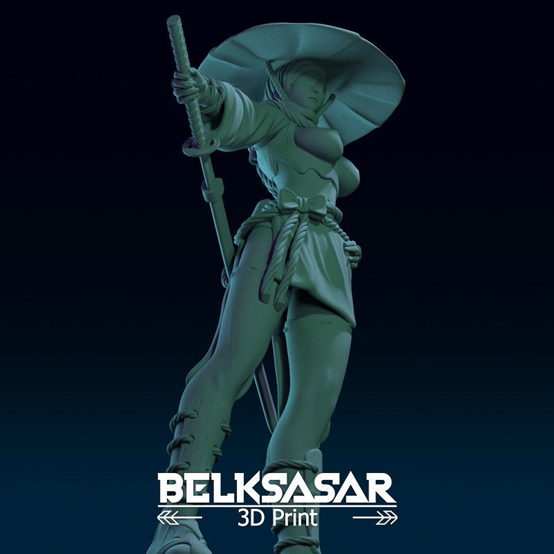 Ronin Girl Topless 3D print model_15