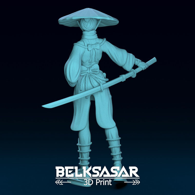 Ronin Girl Topless 3D print model_3