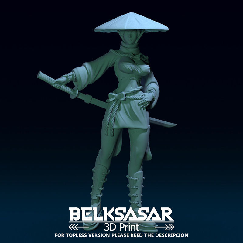 Ronin Girl Normal and Topless 3D print model_35