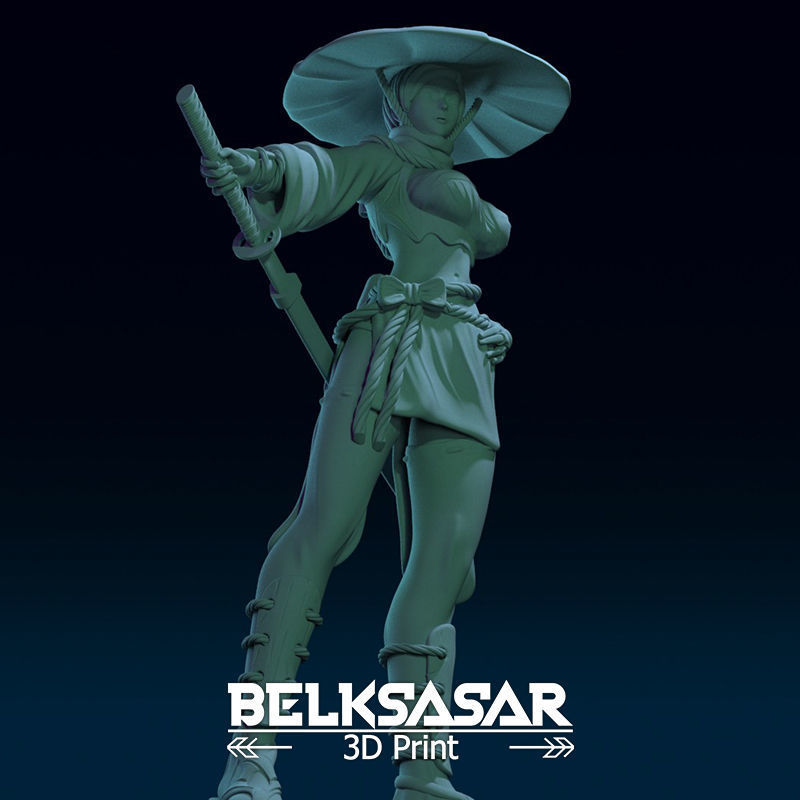 Ronin Girl Normal and Topless 3D print model_24