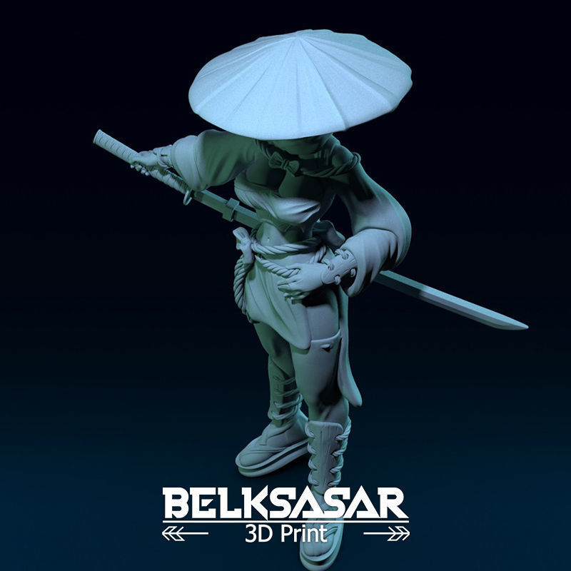 Ronin Girl Normal and Topless 3D print model_32