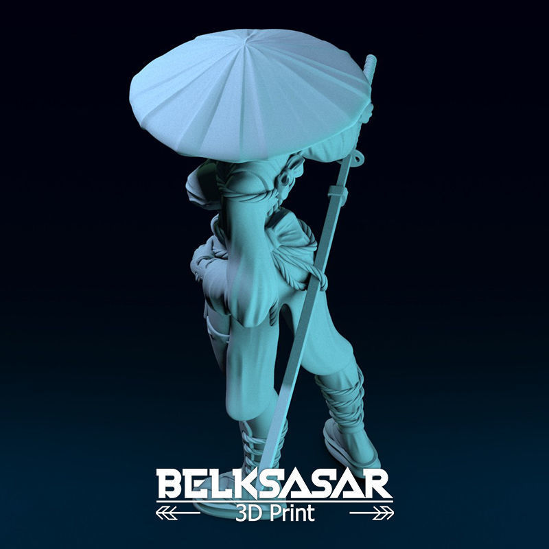 Ronin Girl Normal and Topless 3D print model_34