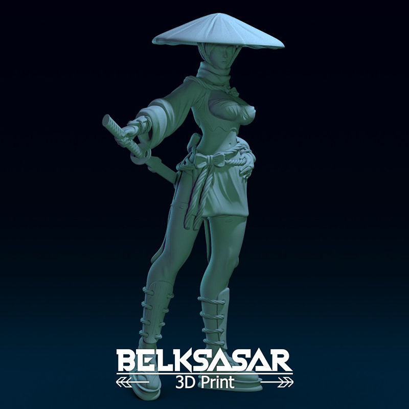 Ronin Girl Normal and Topless 3D print model_12
