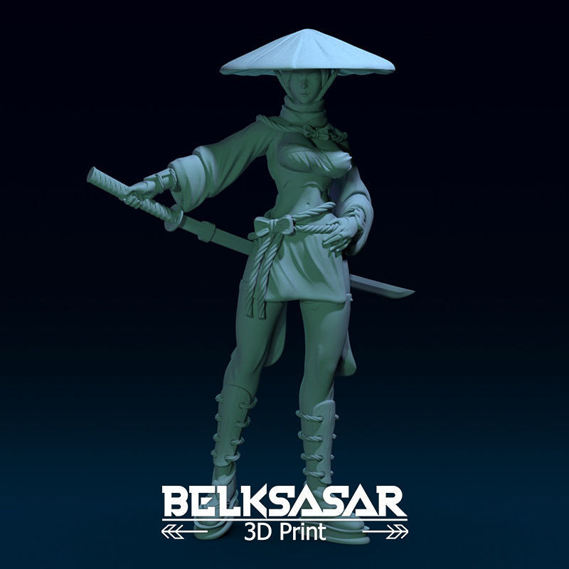 Ronin Girl Normal and Topless 3D print model_2