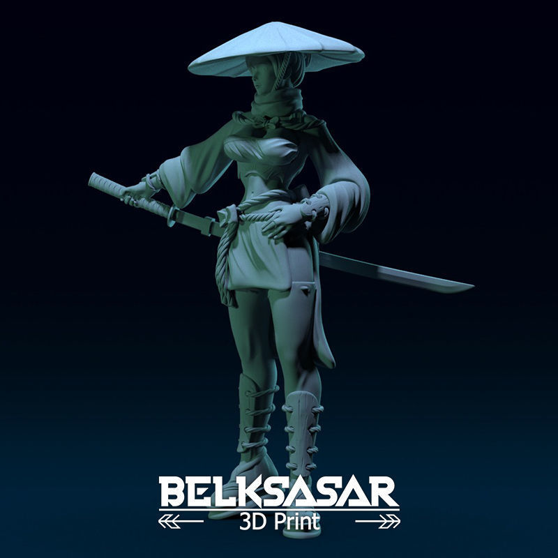 Ronin Girl Normal and Topless 3D print model_4