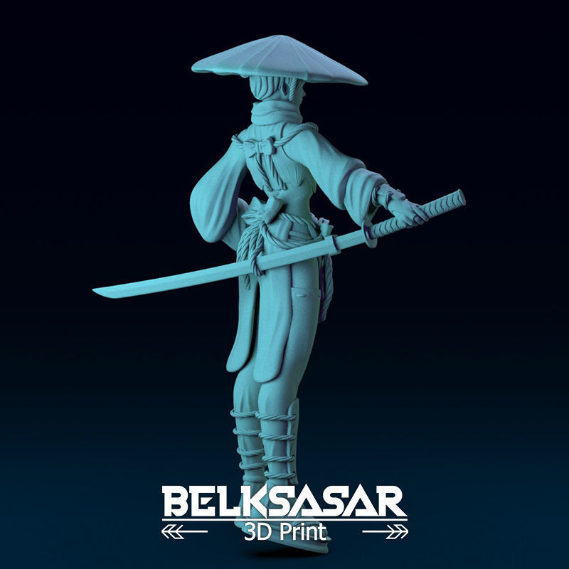 Ronin Girl Normal and Topless 3D print model_8