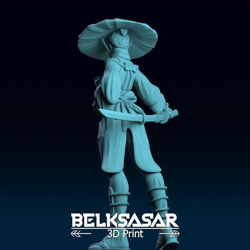 Ronin Girl Normal and Topless 3D print model_28