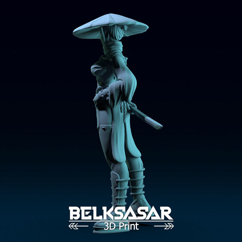 Ronin Girl Normal and Topless 3D print model_6