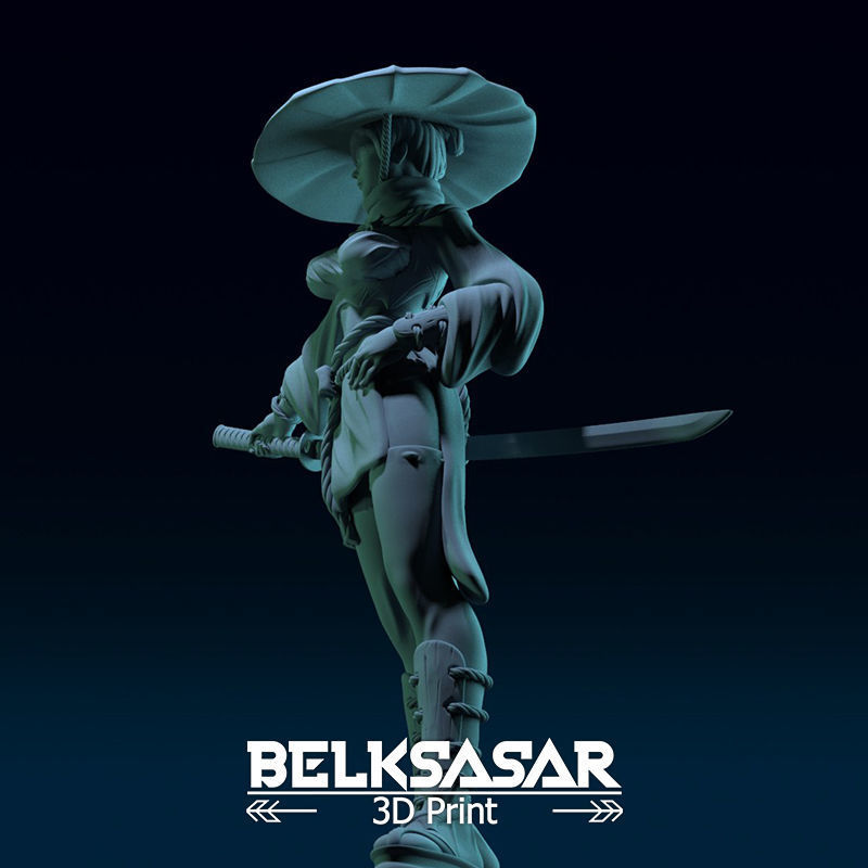 Ronin Girl Normal and Topless 3D print model_26