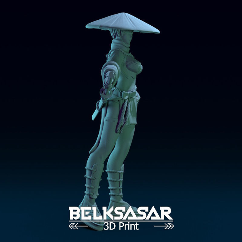 Ronin Girl Normal and Topless 3D print model_10