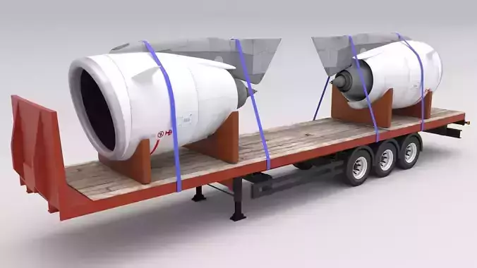 Flatbed Trailer with Jet Engines