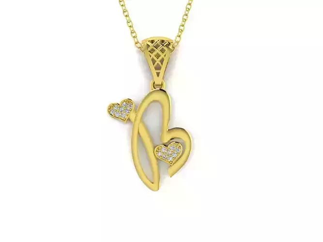 Diamond Alphabet Pendant Heart Letter B