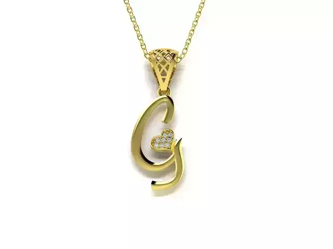  Diamond Alphabet Pendant Heart Letter G