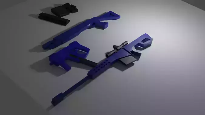 Low Poly Gun Set - Sniper - Pistol - SMG - Shotgun Free low-poly 3D model