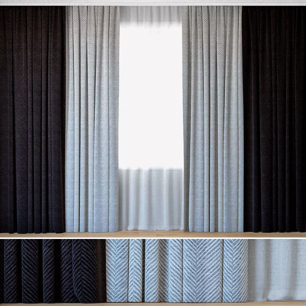 Curtains 63 Curtains with Tulle Rebbio Grande 3D model