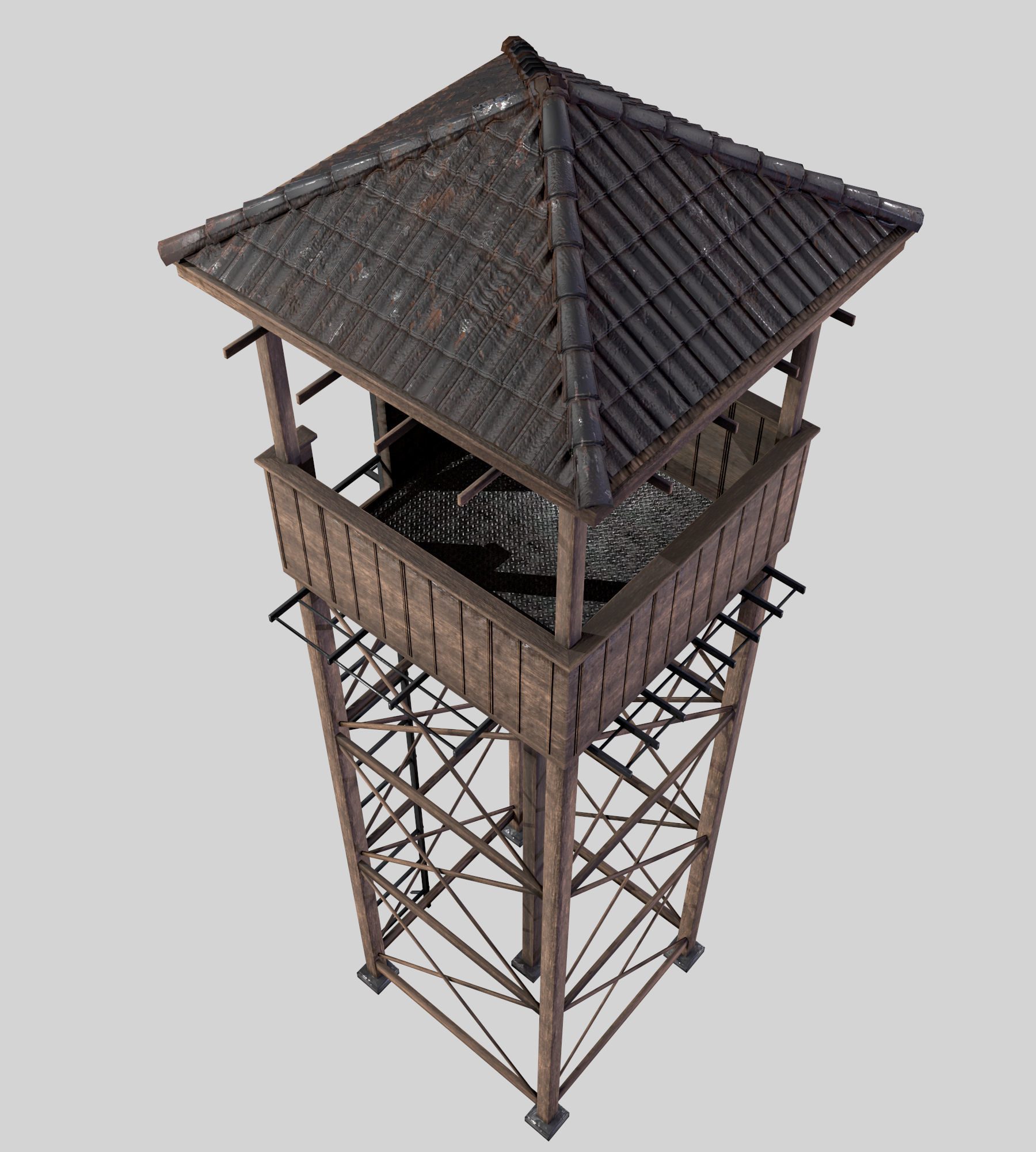 Defense Tower Low-poly 3D model_6