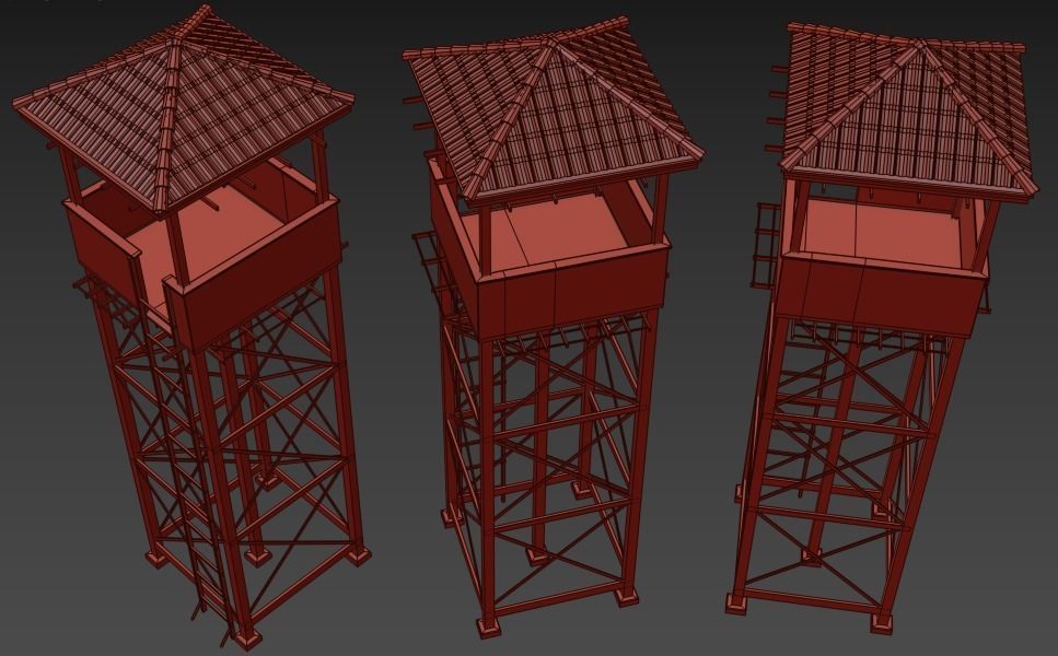 Defense Tower Low-poly 3D model_9
