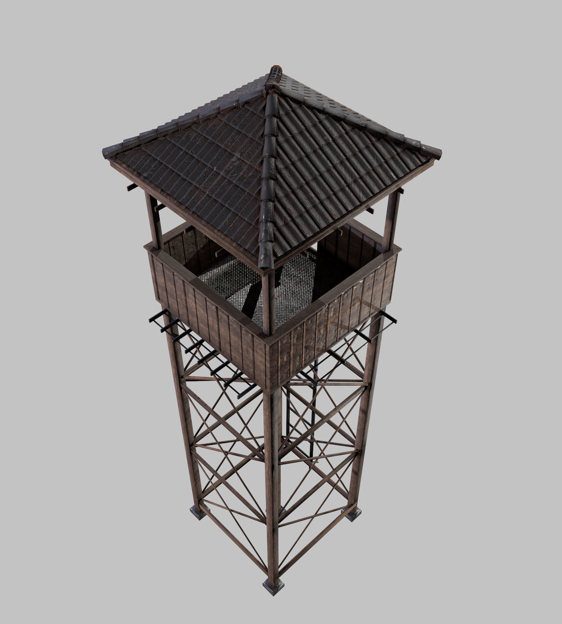 Defense Tower Low-poly 3D model_3