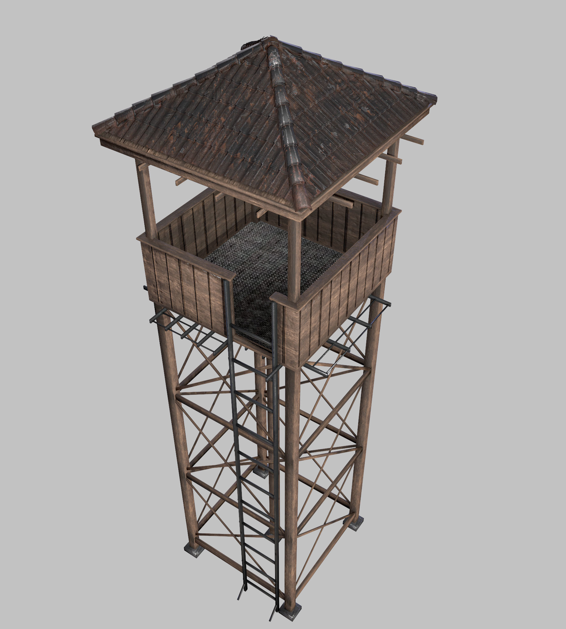 Defense Tower Low-poly 3D model_4