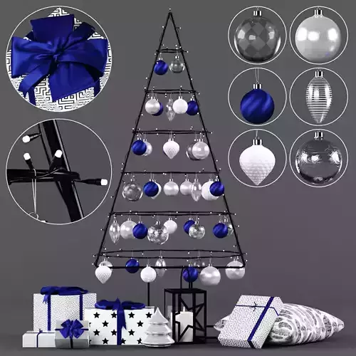 New Year Decor Set Christmas Tree with Garland