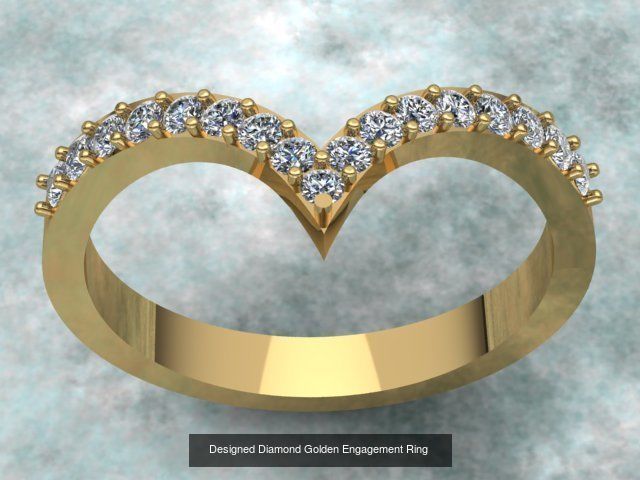 Luxury Golden Bracelet and Ring Set with Diamonds  3D Model Collection_1