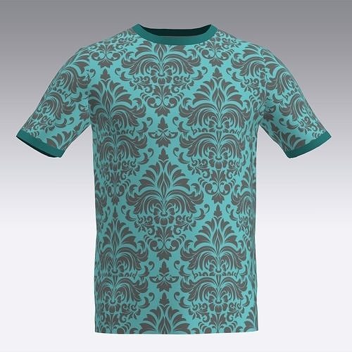 t-shirt teal damask 3D print model