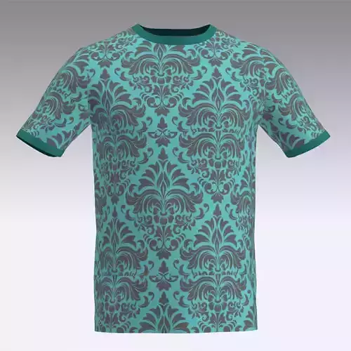 t-shirt teal damask 3D print model