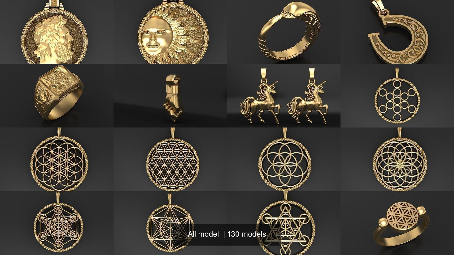 All model crown pendant with diamonds 3D Model Collection_4