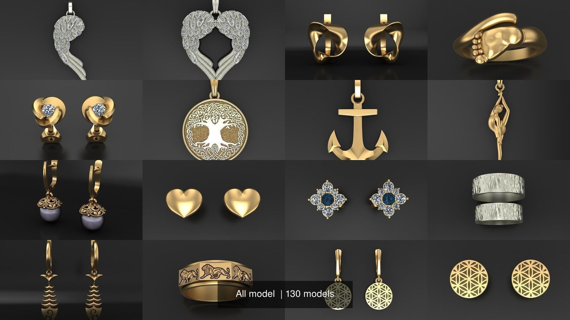 All model crown pendant with diamonds 3D Model Collection_8