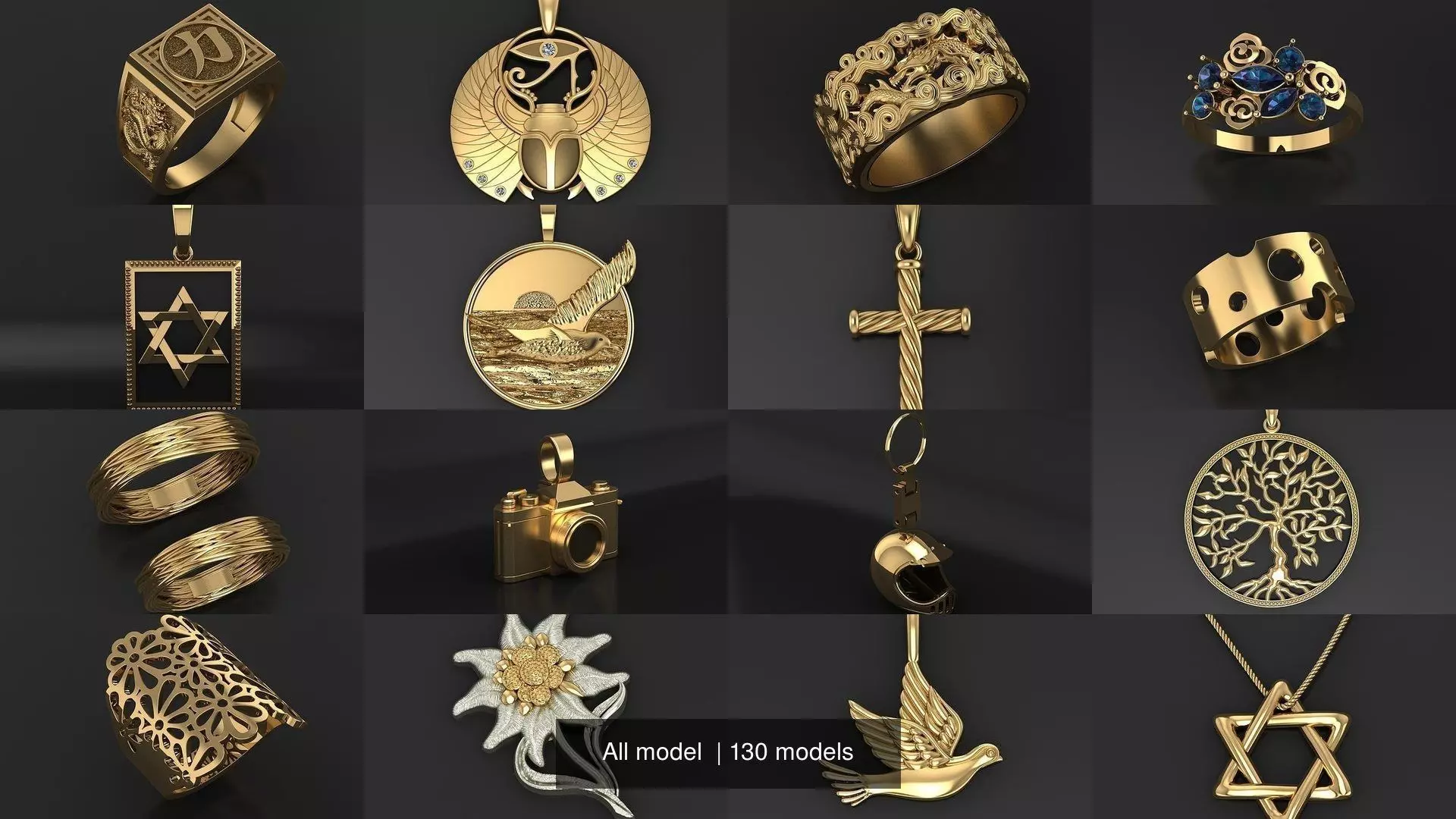 All model crown pendant with diamonds 3D Model Collection_0